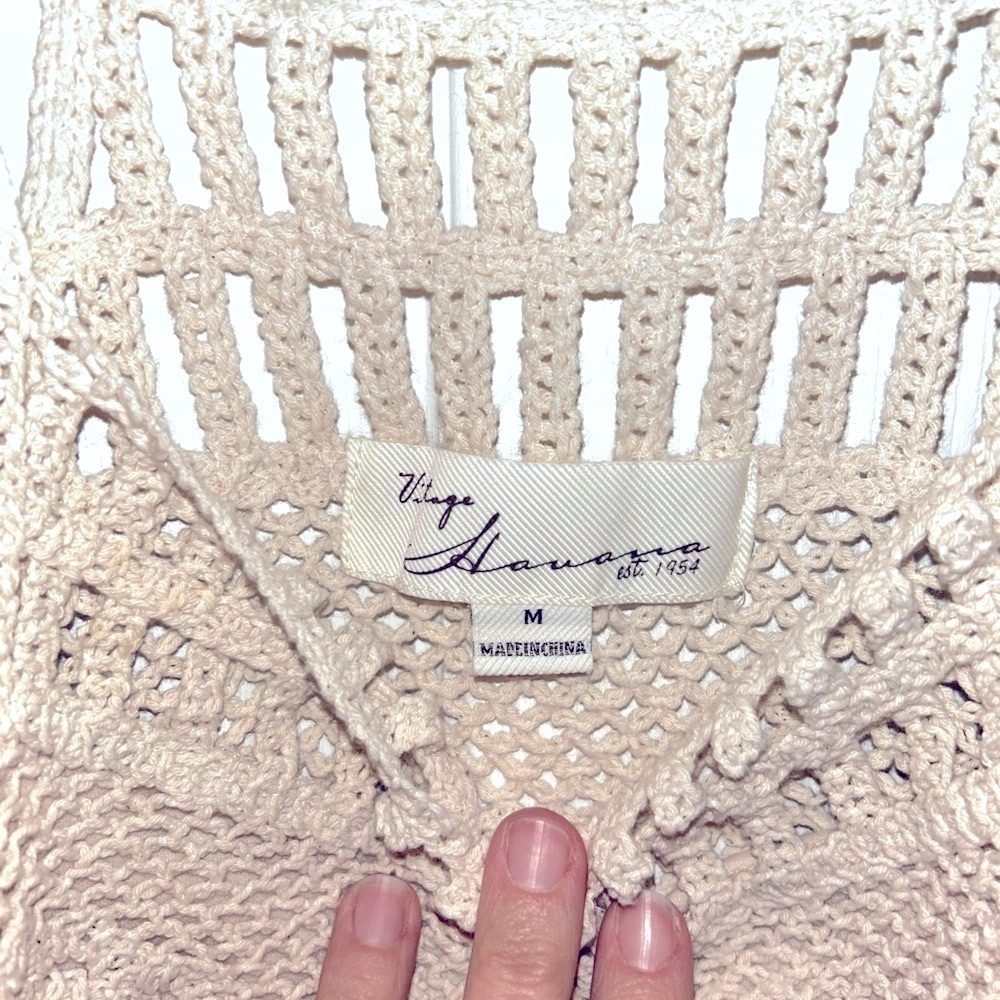 Beige Boho Inspired Crochet Women’s Sleeveless Top Medium - Picture 2 of 2